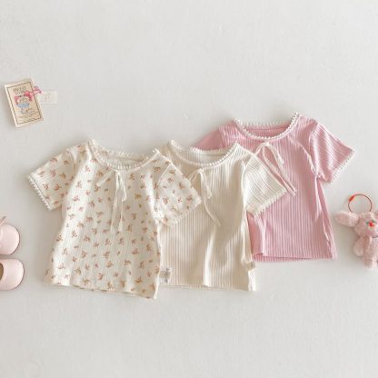 Baby Kleinkind Mädchen-T-Shirt mit Stricken und Lace - image 1