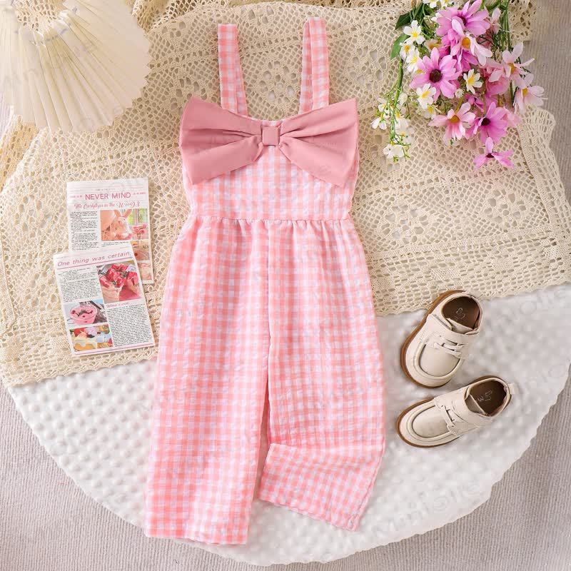 Kleinkind Mädchen Gingham Schleife mit Vichy-Karo und Strampler - Rosa - 3-4J - image 2