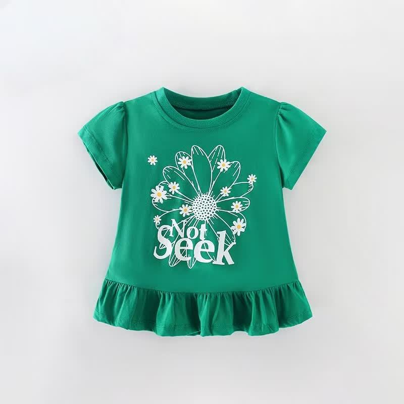 NOT SEEK Kleinkind - T-Stück mit Rüschen und Blumen für Kleinkinder - Grün - 7-9J - image 1