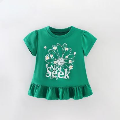 NOT SEEK Kleinkind - T-Stück mit Rüschen und Blumen für Kleinkinder - Grün - 7-9J - image 1