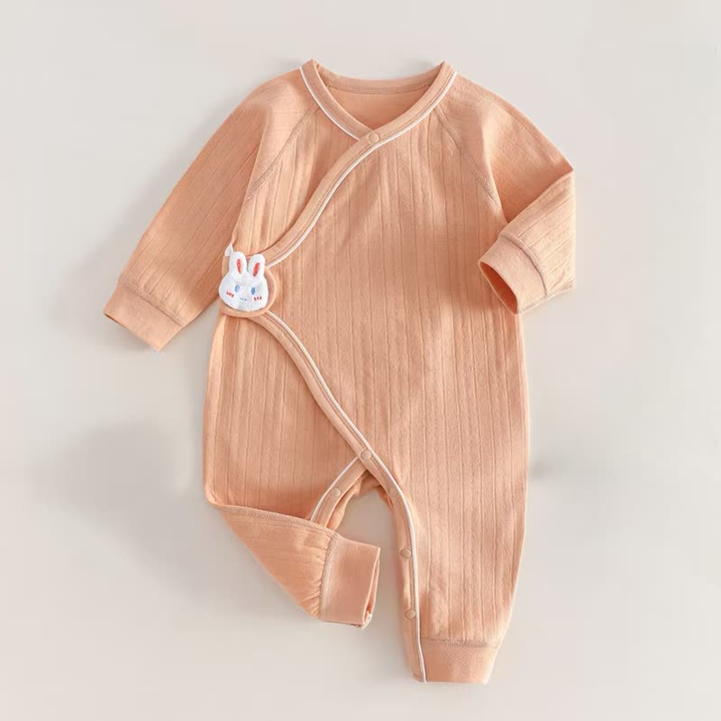 Baby Strampler mit Tier und Klettverschluss , Einfarbig - Orange - 6-12M - image 2