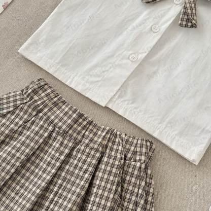 Set aus Bär - Spitze mit Plaid Rock für Baby - image 3