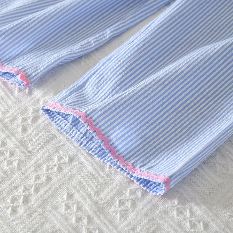 Kleinkind Mädchen Blau Spitze und Streifen Hose Set - image 5