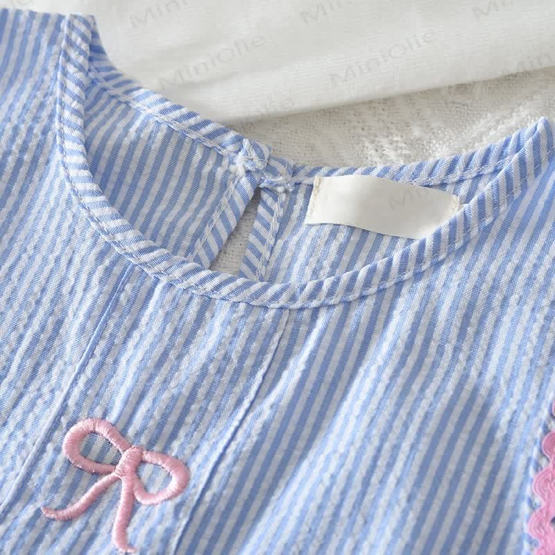 Kleinkind Mädchen Blau Spitze und Streifen Hose Set - image 2