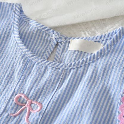Kleinkind Mädchen Blau Spitze und Streifen Hose Set - image 2