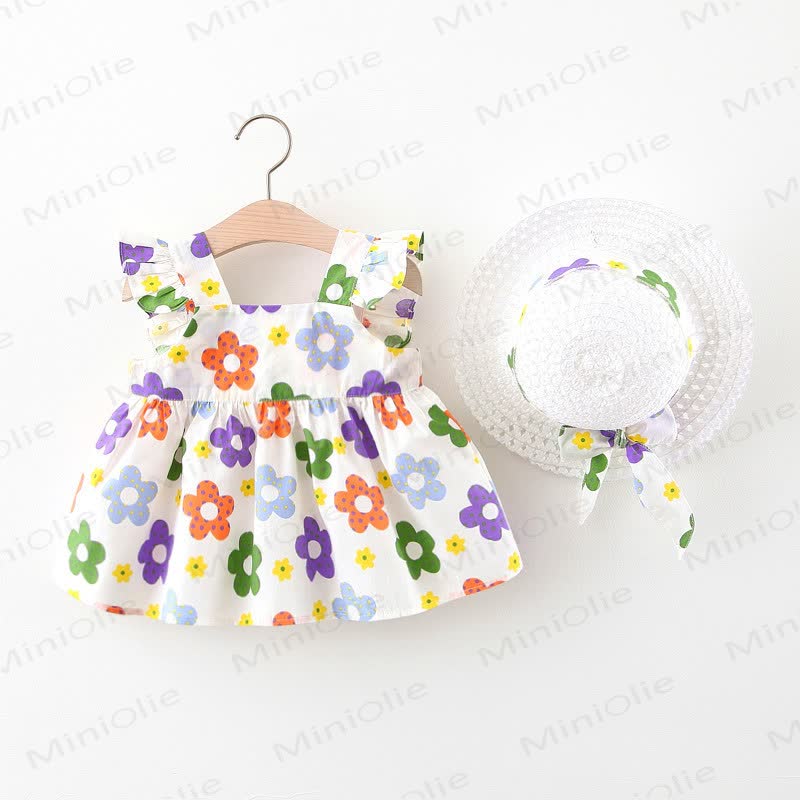 Baby Kleid mit Blumen in Lila oder Orange mit Hut - Lila - 2-3J - image 1