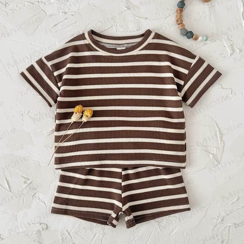 Baby Frottee Set mit Streifen Spitze und Shorts - Kamel - 2-3J - image 3