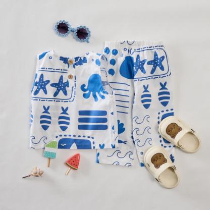 Ärmelloses 2-teiliges Baby Set mit Ozean - image 2
