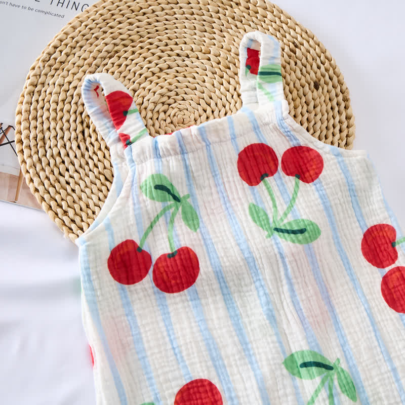 Baby Kirsche Strampler mit Blau Streifen und Strampler Hut - image 4