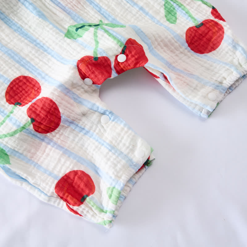 Baby Kirsche Strampler mit Blau Streifen und Strampler Hut - image 5