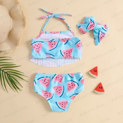 Baby Badeanzug mit Wassermelonenmotiv und Stirnband - image 2