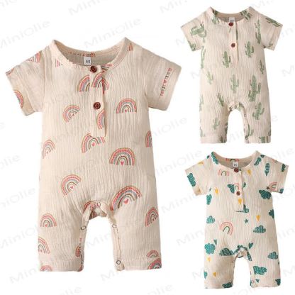Baby Musselin- Strampler mit Kaktus/ Regenbogen - image 1