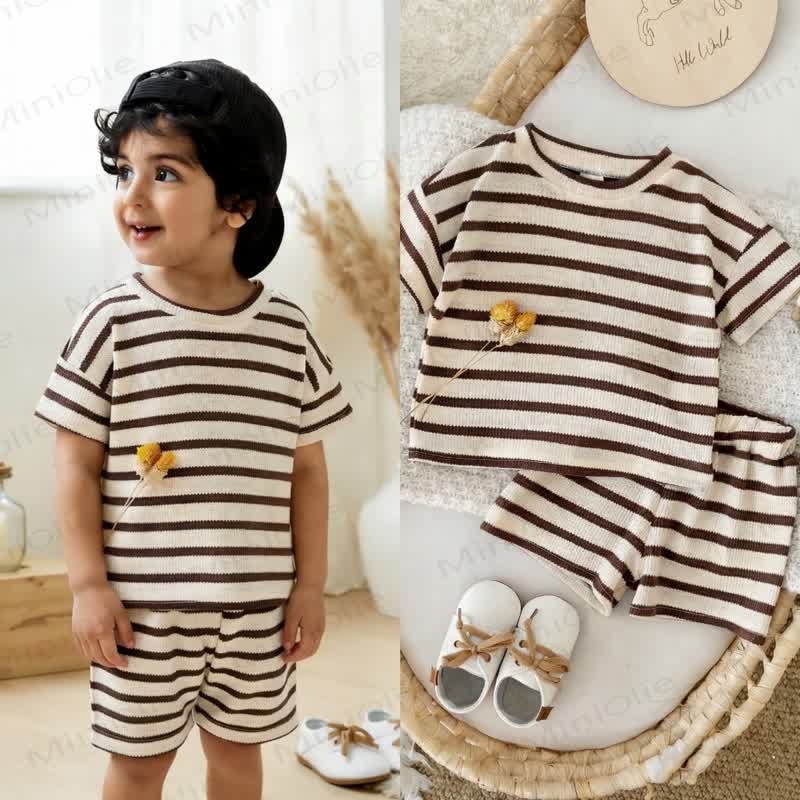 Baby Frottee Set mit Streifen Spitze und Shorts - image 7