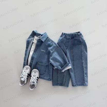 Baby Frühling Denim oder Hose in Einfarbig - image 4