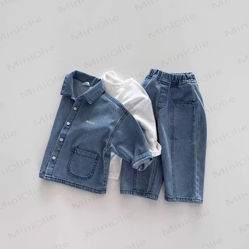 Baby Frühling Denim oder Hose in Einfarbig - image 5