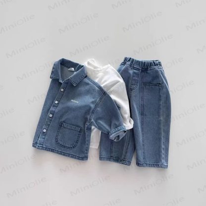 Baby Frühling Denim oder Hose in Einfarbig - image 5