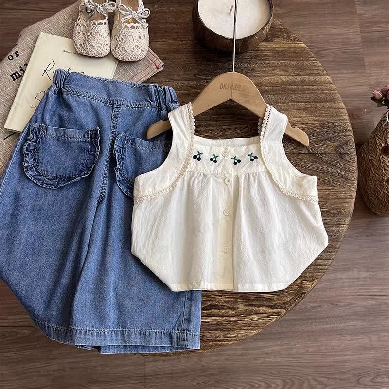 Set aus Baumwollweste und Denim für Kleinkind - Beige - 8-9J - image 1
