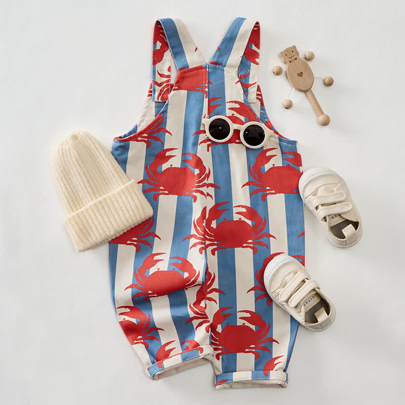 Baby Kleinkind Overalls mit Krabbenmuster , Blau Streifen - image 3