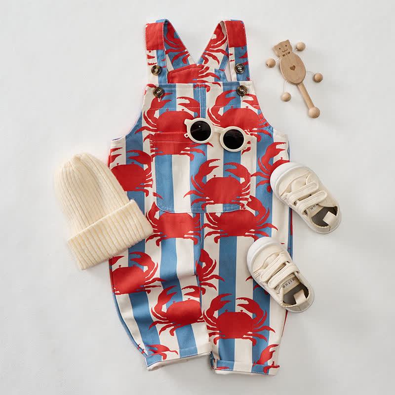 Baby Kleinkind Overalls mit Krabbenmuster , Blau Streifen - image 2