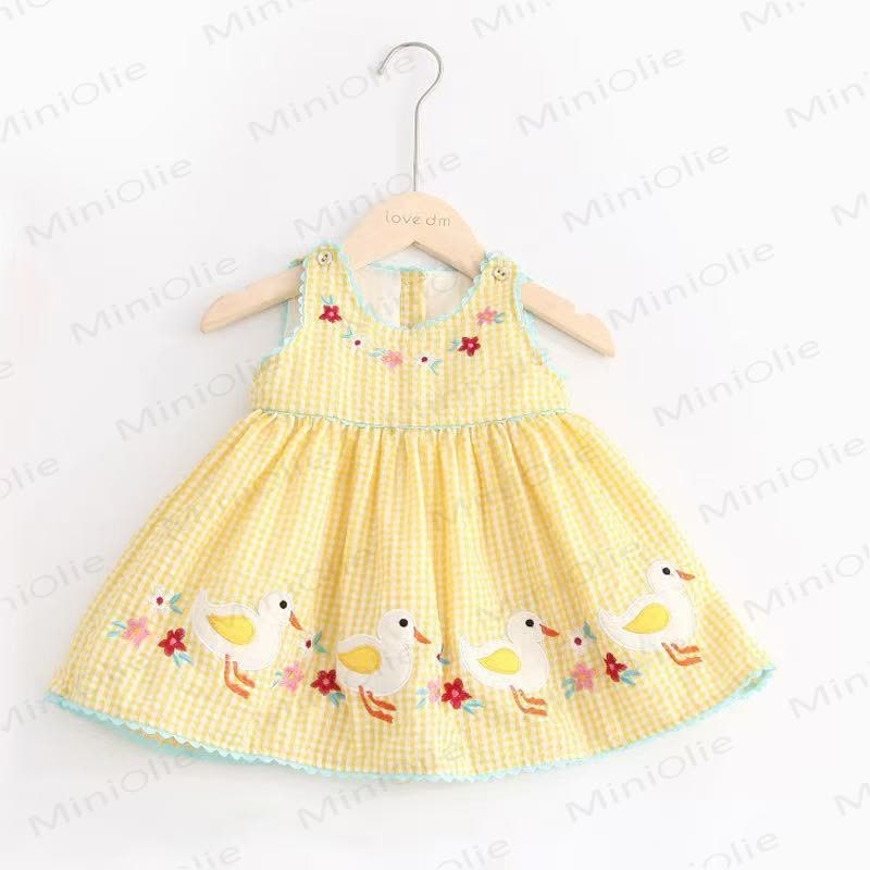 Kleinkind Mädchen Rosa oder Gelb Gingham Kleid in A-Linie - Gelb - 4-5J - image 1