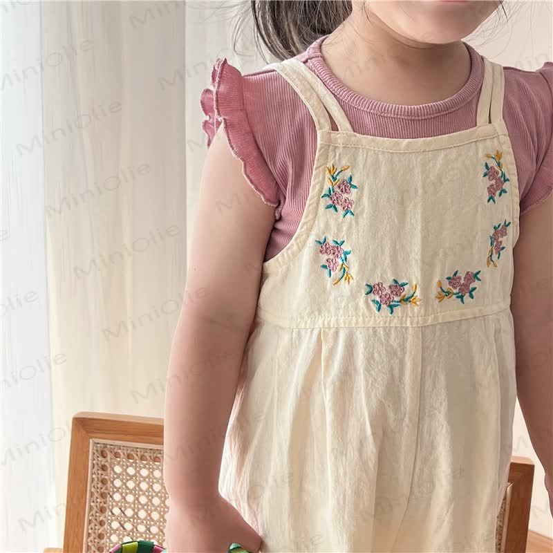 Kleinkind Mädchen Baumwoll- Strampler mit Blumen in Beige - Beige - 6-7J - image 2