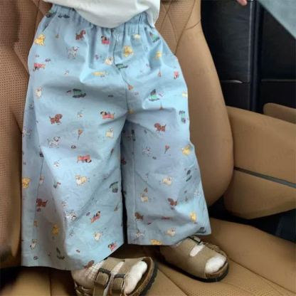 Kleinkind aus Blau Baumwolle mit Tiermuster und weitem Hose - Blau - 6-7J - image 1