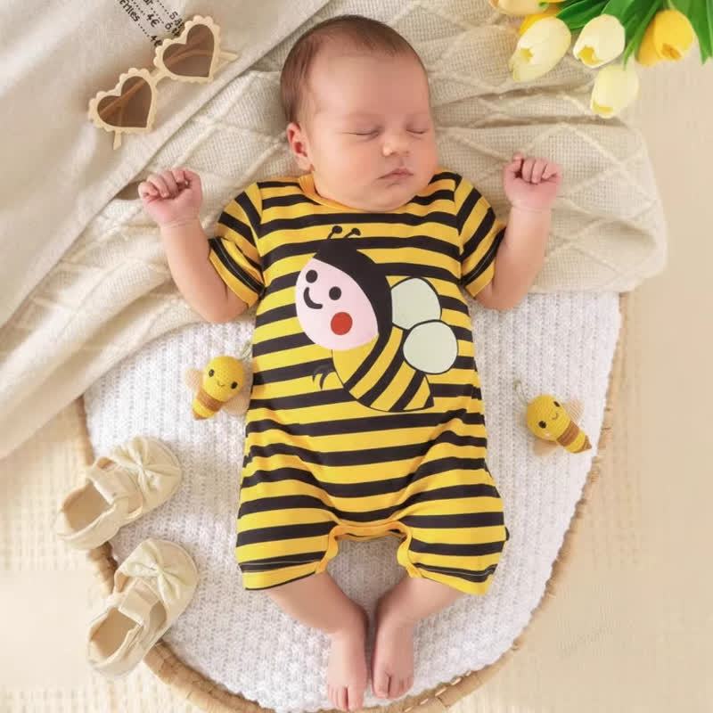 Baby Biene Streifen Strampler - Gelb - 6-9M - image 1