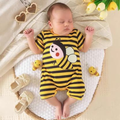 Baby Biene Streifen Strampler - Gelb - 6-9M - image 1
