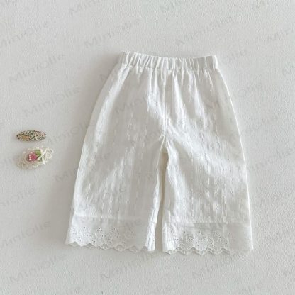 Spitze mit Kirsche und Puffärmeln für Baby und Kleinkind-Mädchen oder Lace weiße Hose für Mädchen - Weiß - 4-5J - image 4