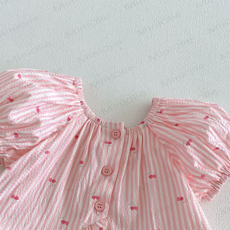 Spitze mit Kirsche und Puffärmeln für Baby und Kleinkind-Mädchen oder Lace weiße Hose für Mädchen - image 6