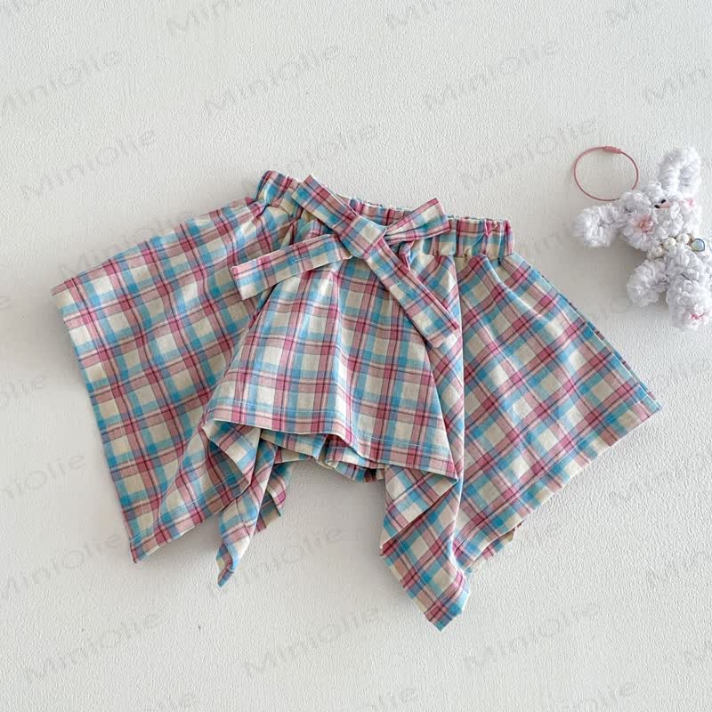 Baby Kleinkind -Mädchen- T-Stück -Shirt mit Tier oder Plaid Rock - Rosa Plaid Skort - 4-5J - image 4