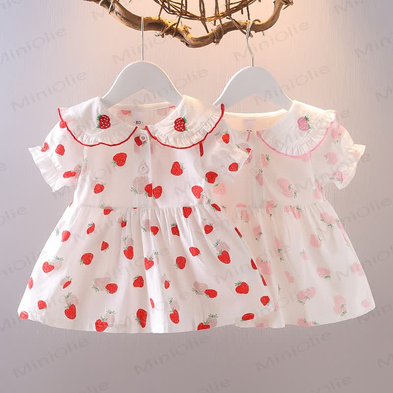 Sommer aus Baumwolle für Baby und Kleinkind-Mädchen mit Erdbeere - image 3