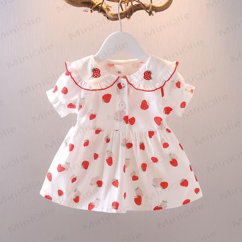 Sommer aus Baumwolle für Baby und Kleinkind-Mädchen mit Erdbeere - Rot - 3-4J - image 1