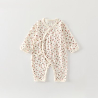 Weißer Baby Baumwoll- Strampler - Blume - 3-6M - image 2