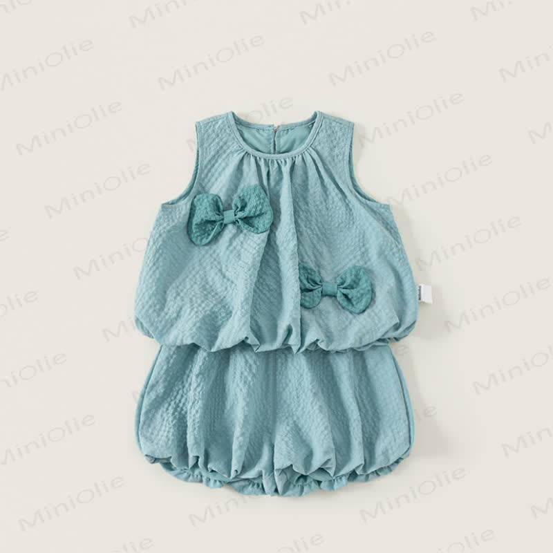 Hellblau ärmelloses Spitze und Shorts Set für Kleinkind - Blau - 8-9J - image 1