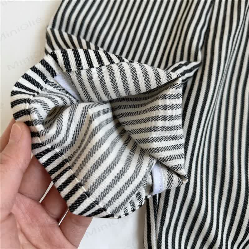 Baumwoll Overalls für Kleinkind , Schwarz -weiß Streifen - image 3