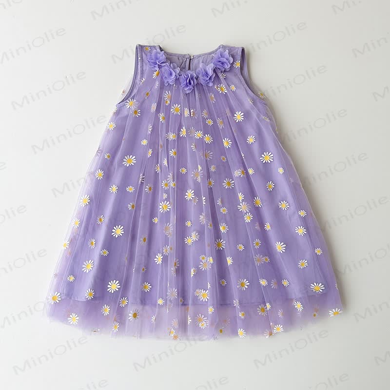 Kleid Tüll aus Baumwolltüll mit Gänseblümchen für Kleinkind-Mädchen - Lila - 8-9J - image 2