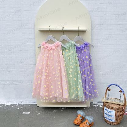 Kleid Tüll aus Baumwolltüll mit Gänseblümchen für Kleinkind-Mädchen - image 6