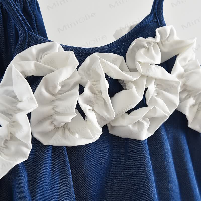 Set aus ärmellosem Spitze und Hose in Uni- Marineblau für Kleinkind-Mädchen - image 2