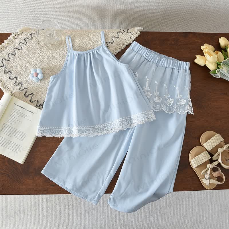 Hellblau Lace für Kleinkind-Mädchen Set - Blau - 7Y - image 1