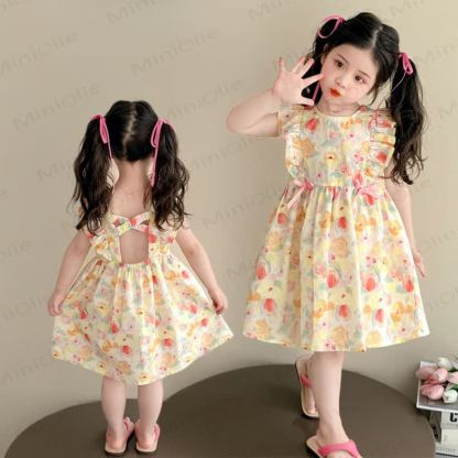 Ärmelloses Kleid aus Blumen mit Schleife und Schleife für Kleinkind-Mädchen - image 1