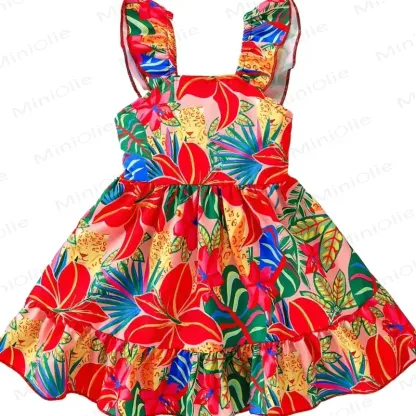 Ärmelloses Kleid mit rotem Blumen für Baby und Kleinkind-Mädchen - image 1