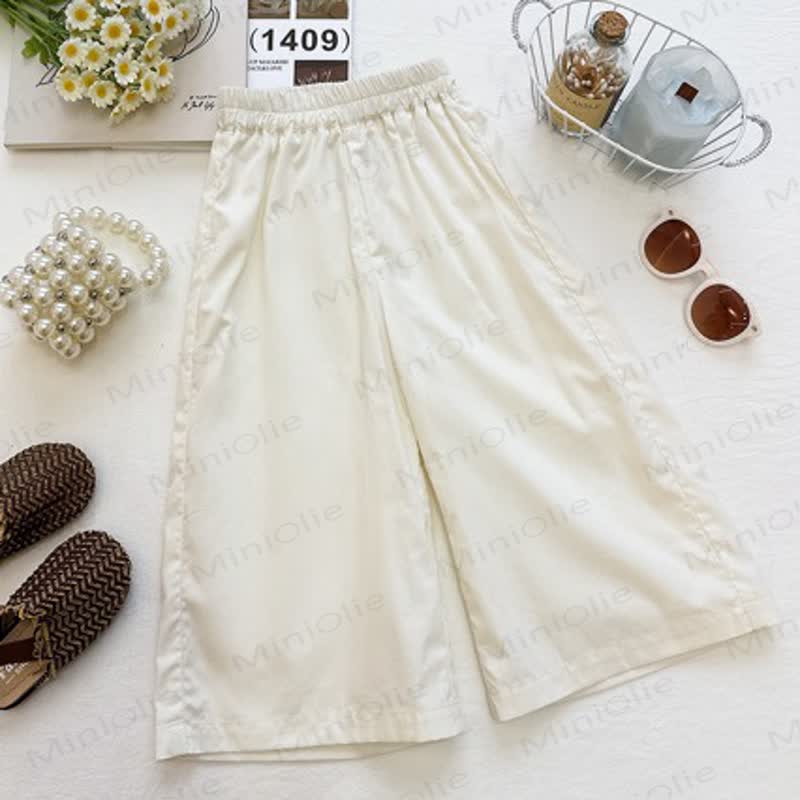 Set aus orangefarbenem Tanktop mit Gingham und weißer Hose für Kinder-Mädchen - image 3