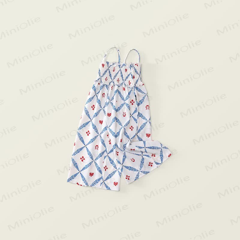 Kleid aus Blumen mit Smok-Einsatz und Blumenmuster für Kleinkind - image 5