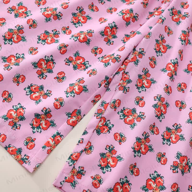 Kleid aus Blumen mit Smok-Einsatz und Blumenmuster für Kleinkind - image 9