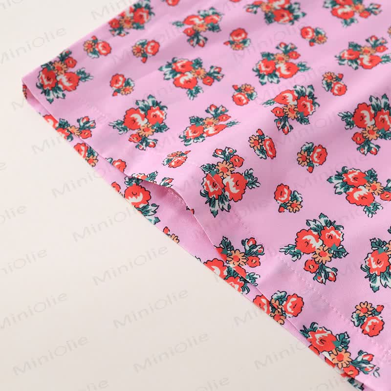 Kleid aus Blumen mit Smok-Einsatz und Blumenmuster für Kleinkind - image 10