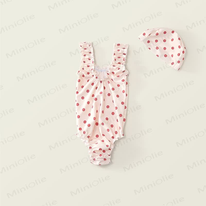Kleinkind Mädchen Punktmuster Schwimmen Kleid aus weichem Stretchmaterial - image 4