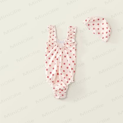 Kleinkind Mädchen Punktmuster Schwimmen Kleid aus weichem Stretchmaterial - image 4