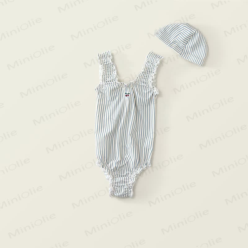 Kleinkind Mädchen Punktmuster Schwimmen Kleid aus weichem Stretchmaterial - Blau - 8-9J - image 5