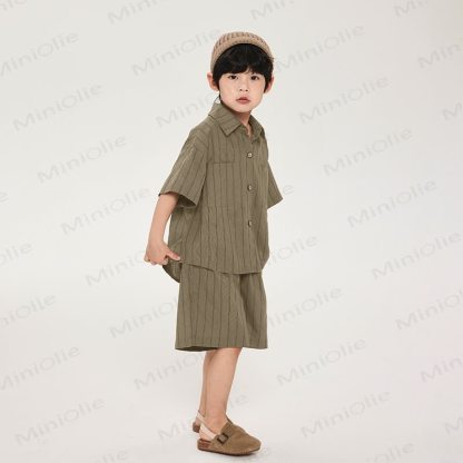 Set aus gestreiftem Baumwollhemd und Shorts für Kleinkind-Jungen) - image 1